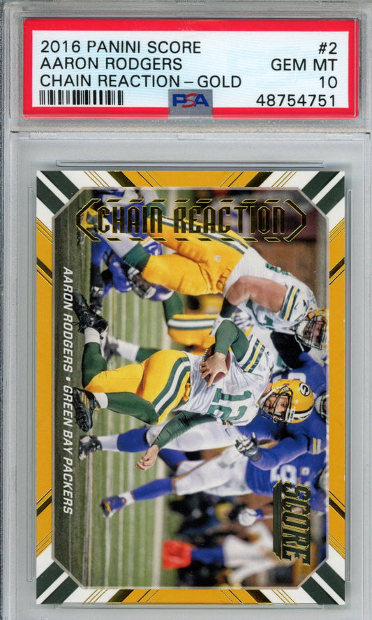 2016 Panini Score Chain Reaction Aaron Rodgers #2 Gold PSA 10