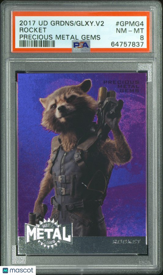 2017 Upper Deck Guardians Of The Galaxy Vol. 2 Precious Metal Gems Rocket #GPMG4 PSA 8