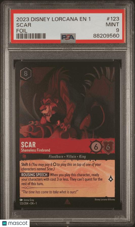 2023 Disney Lorcana TCG Scar #123 PSA 9