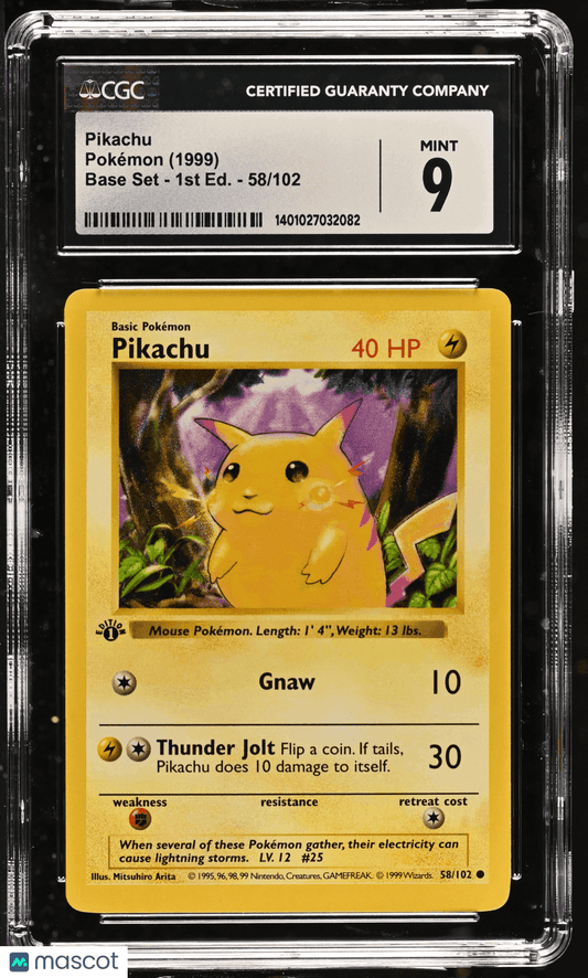 1999 Pokémon TCG Pikachu #58/102 English CGC 9