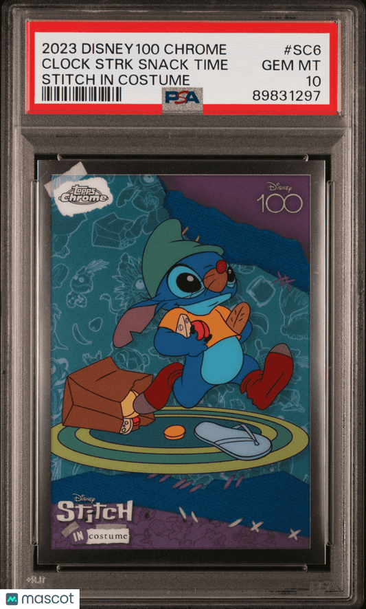 2023 Topps Chrome Disney100 Stitch In Costume Clock Strk Snack Time #SC6 PSA 10