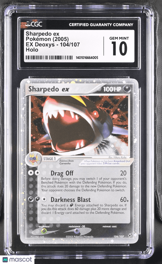 2005 Pokémon TCG Sharpedo ex #104/107 English CGC 10