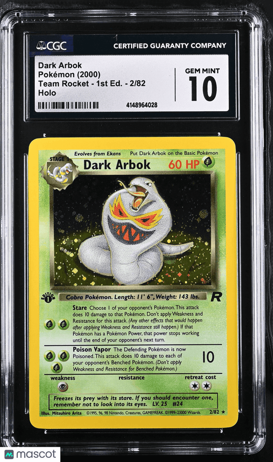 2000 Pokémon TCG Dark Arbok #2/82 English CGC 10