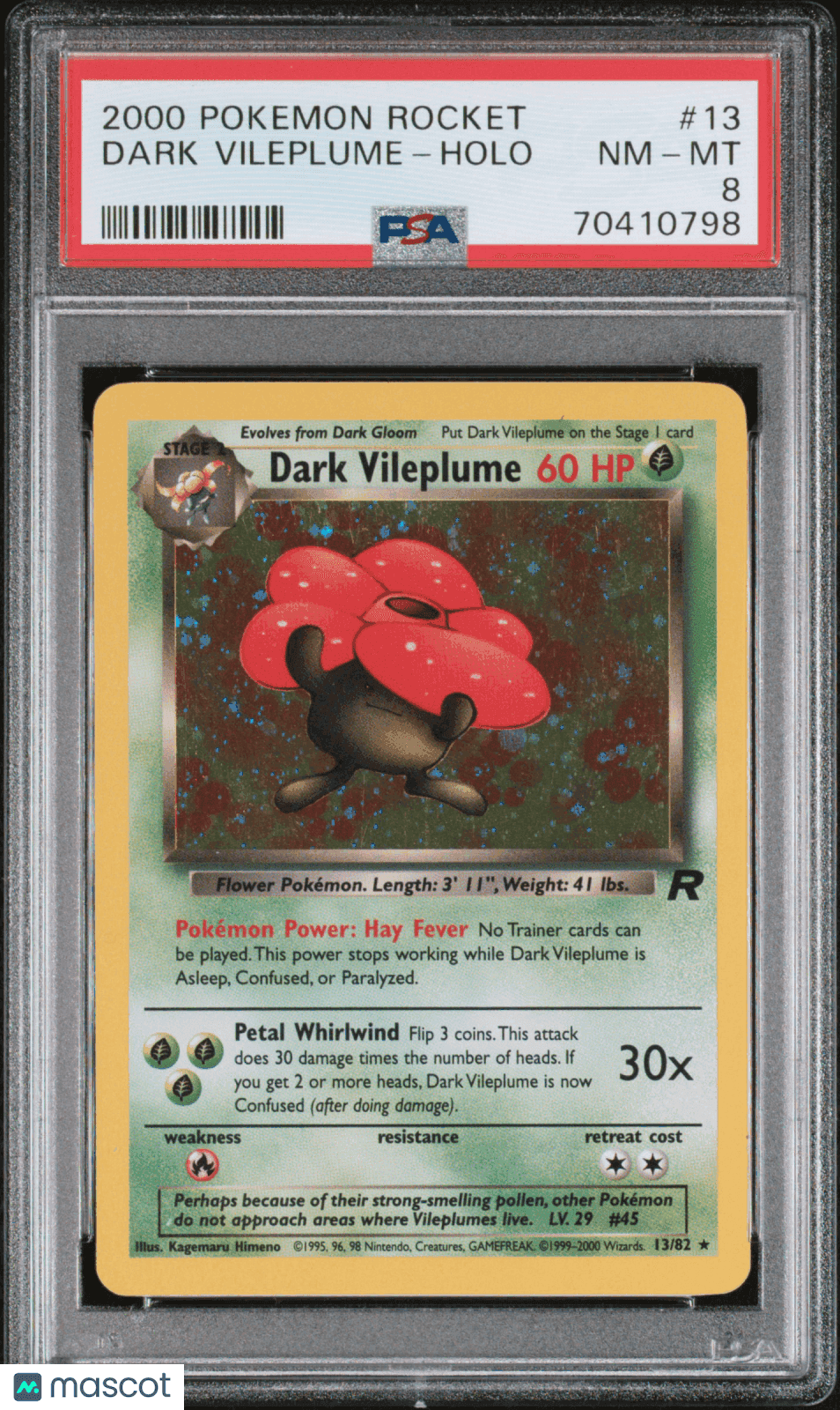 2000 Pokemon Rocket Dark Vileplume #13 PSA 8