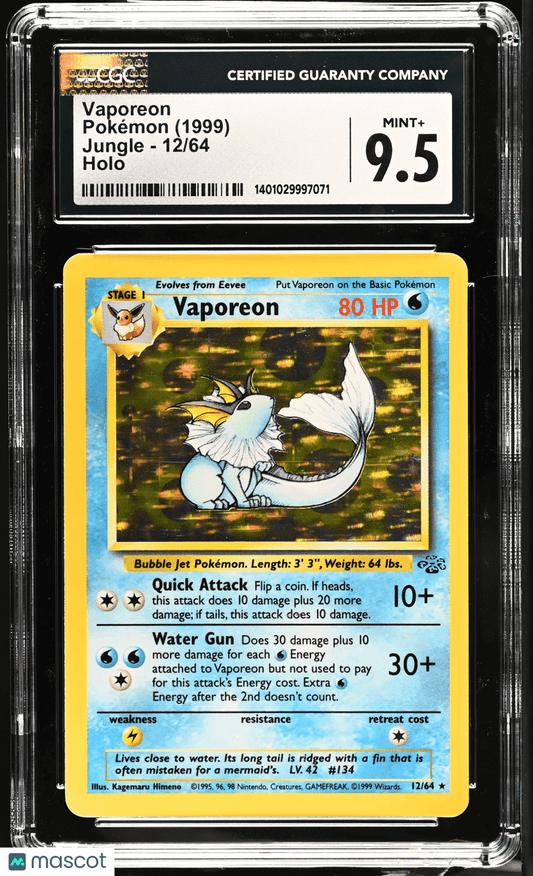 1999 Pokémon TCG Vaporeon #12/64 English CGC 9.5