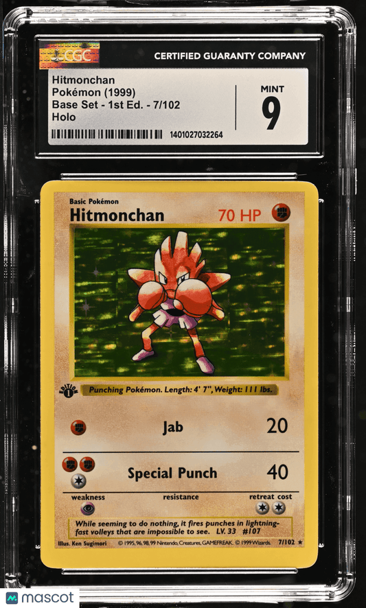 1999 Pokémon TCG Hitmonchan #7/102 English CGC 9