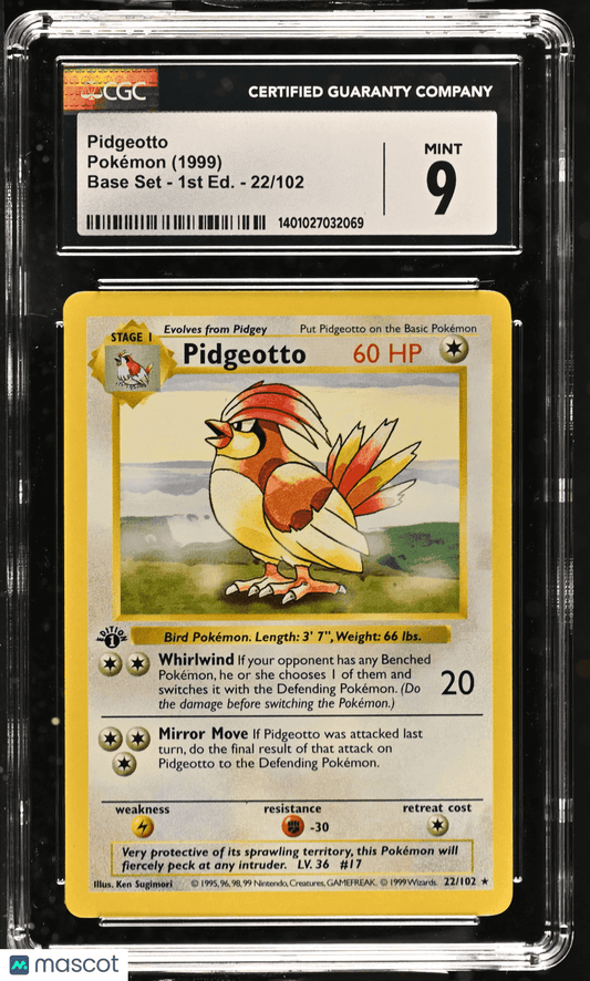 1999 Pokémon TCG Pidgeotto #22/102 English CGC 9