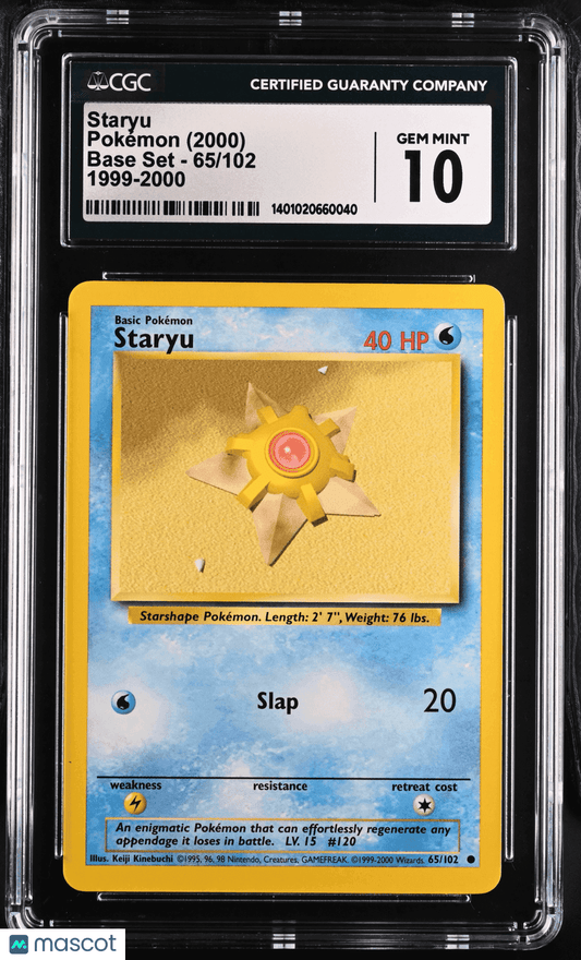 2000 Pokémon Staryu #65/102 English CGC 10