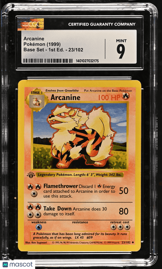 1999 Pokémon TCG Arcanine #23/102 English CGC 9