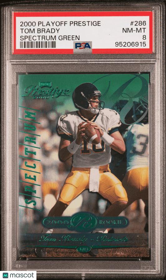 2000 Playoff Prestige Tom Brady #286 Spectrum Green PSA 8