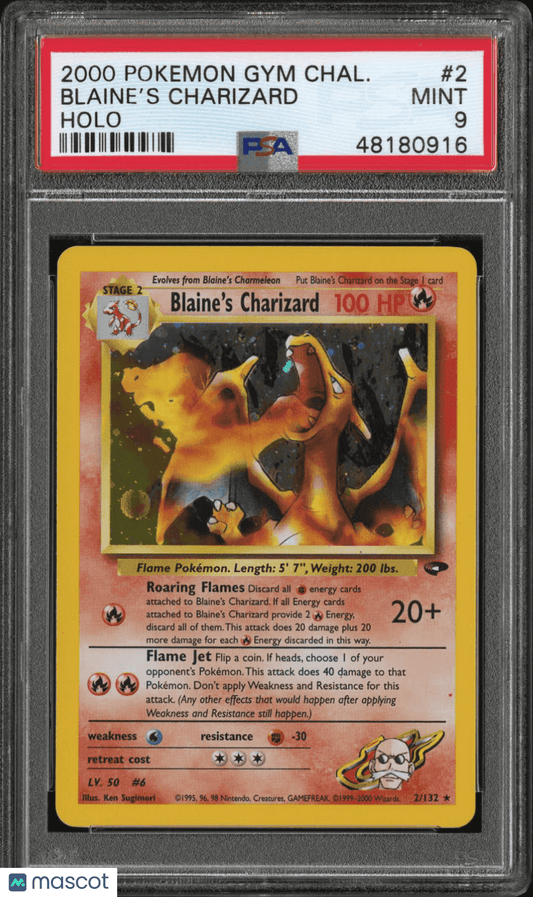 2000 PokéMon TCG Blaine's Charizard #2 PSA 9