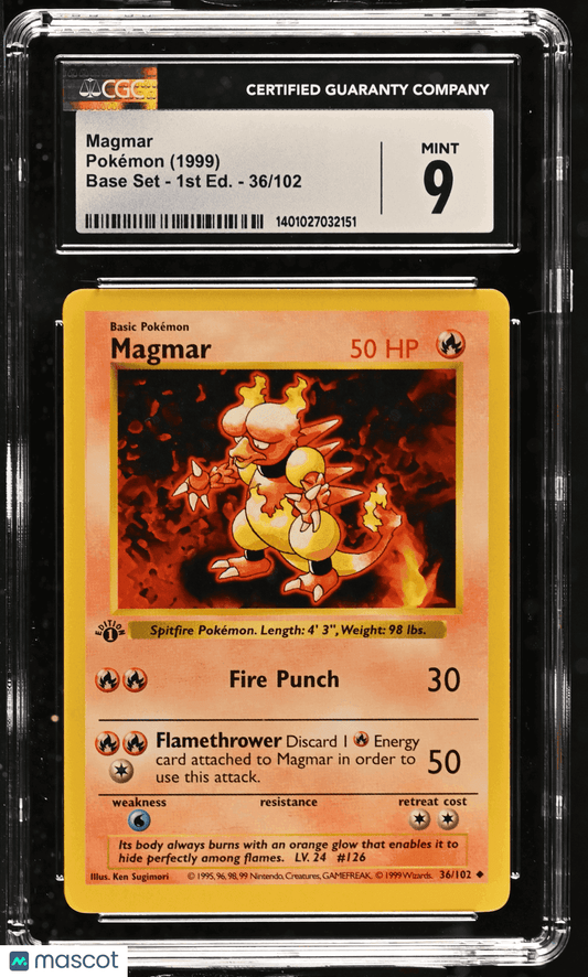 1999 Pokémon TCG Magmar #36/102 English CGC 9