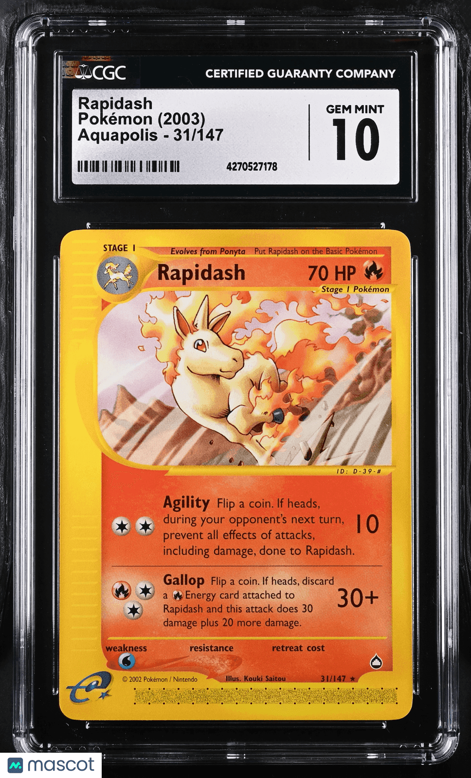 2003 Pokémon TCG Rapidash #31/147 English CGC 10