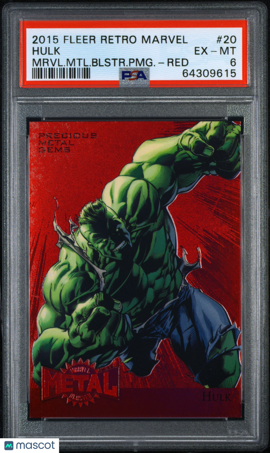 2015 Fleer Retro Marvel 1995 Fleer Marvel Metal Blaster Hulk #20 PSA 6