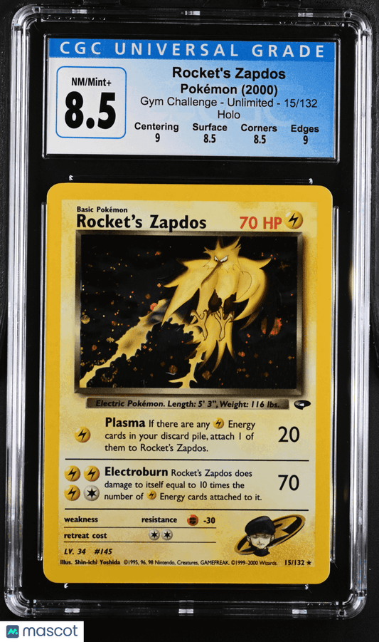 2000 Pokémon Rocket's Zapdos #15/132 English CGC 8.5