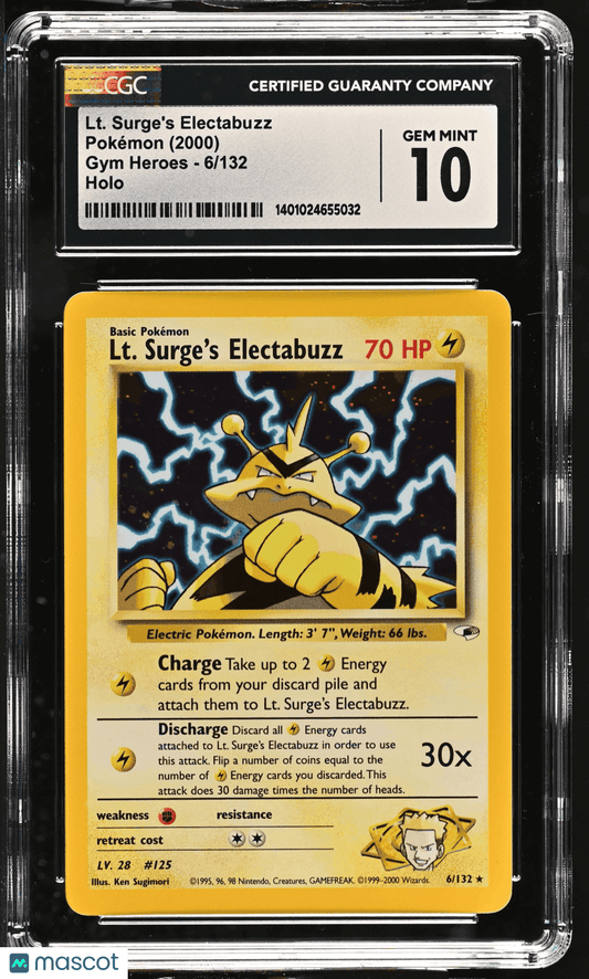 2000 Pokémon TCG Lt. Surge's Electabuzz #6/132 English CGC 10