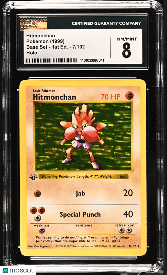 1999 Pokémon TCG Hitmonchan #7/102 English CGC 8