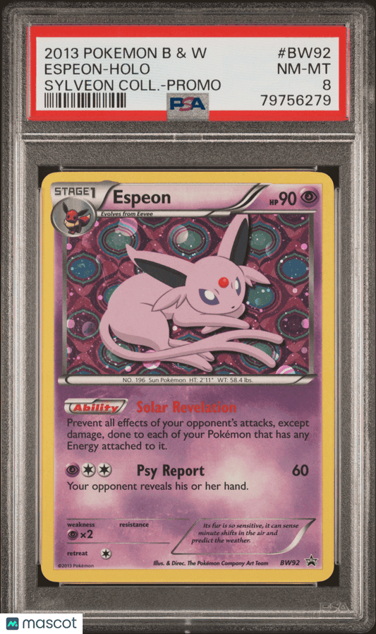 2013 PokéMon TCG Espeon #BW92 PSA 8