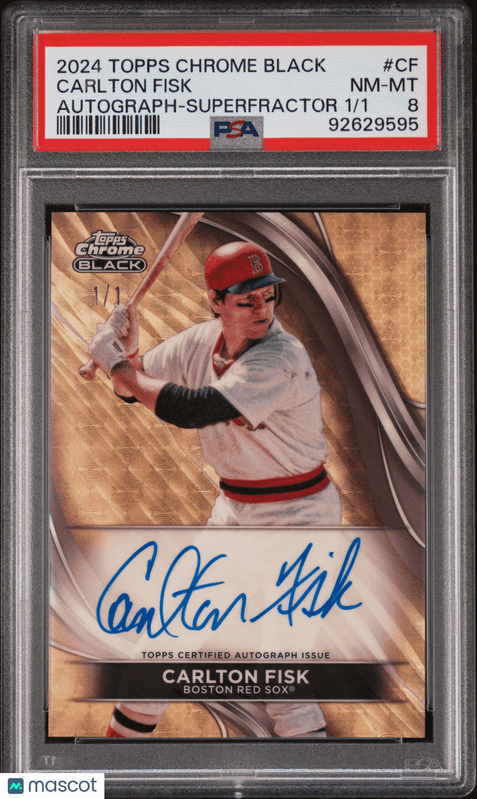 2024 Topps Chrome Black Autographs Carlton Fisk #CF Autograph Superfractor 1 1 PSA 8