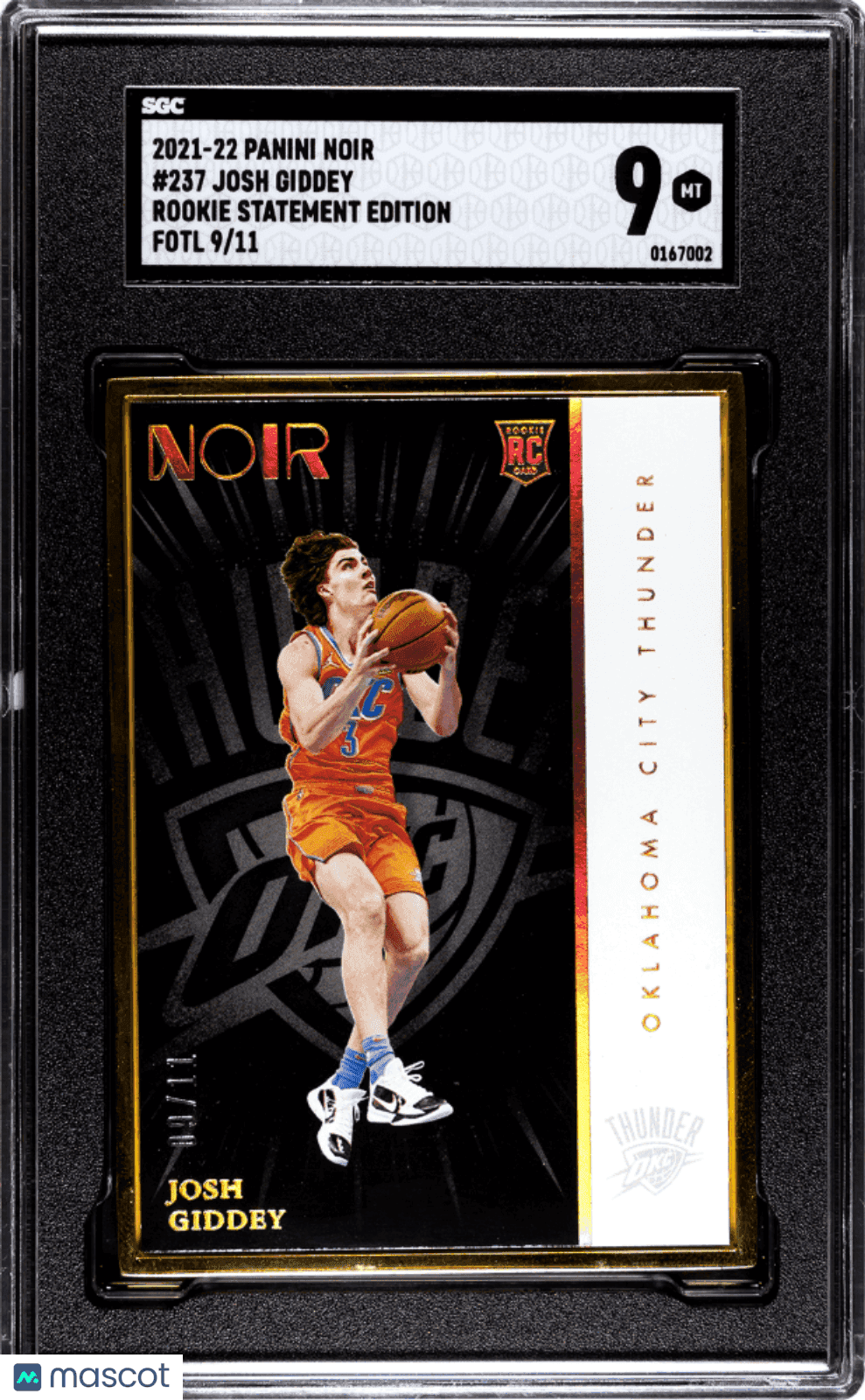 2021-22 Panini Noir Josh Giddey #237 SGC 9