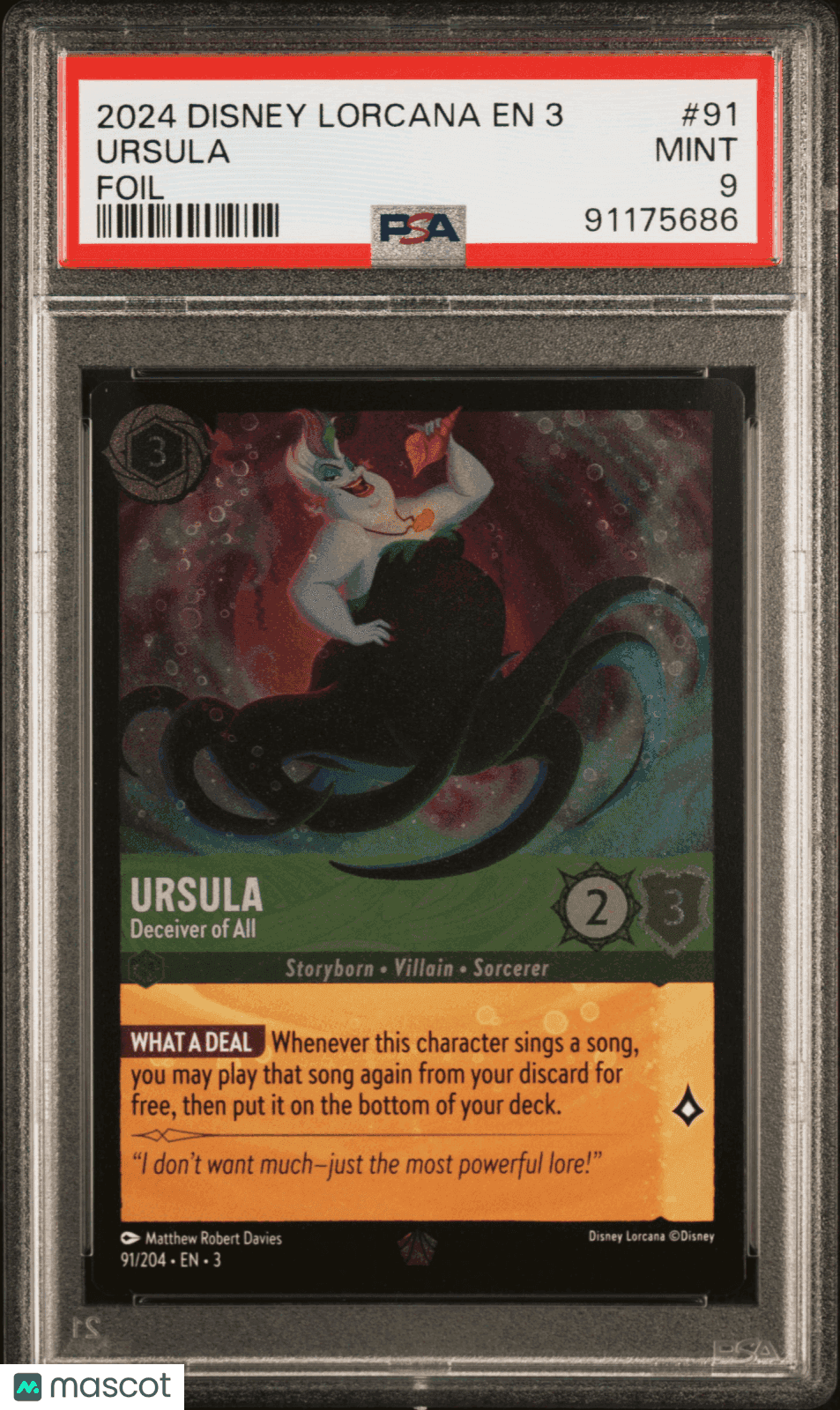 2024 Disney Lorcana TCG Ursula #91 PSA 9