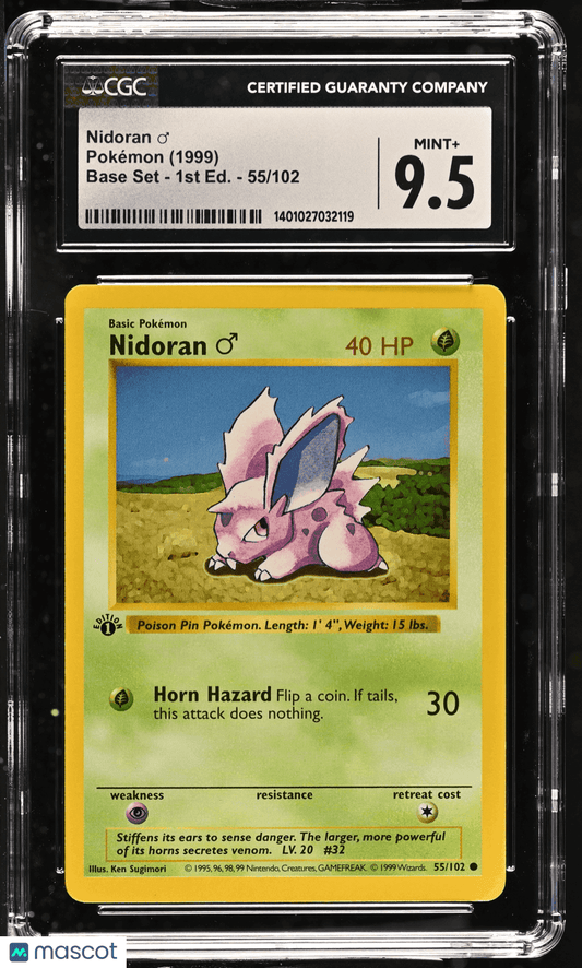 1999 Pokémon TCG Nidoran ♂ #55/102 English CGC 9.5