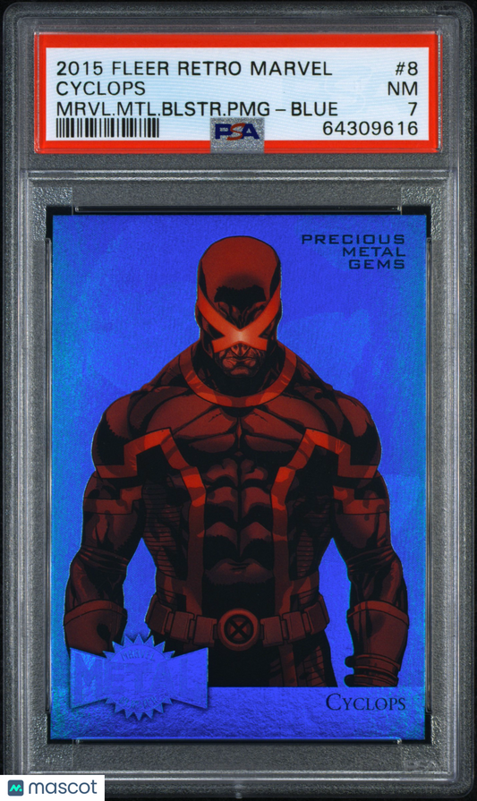 2015 Fleer Retro Marvel 1995 Fleer Marvel Metal Blaster Cyclops #8 PSA 7