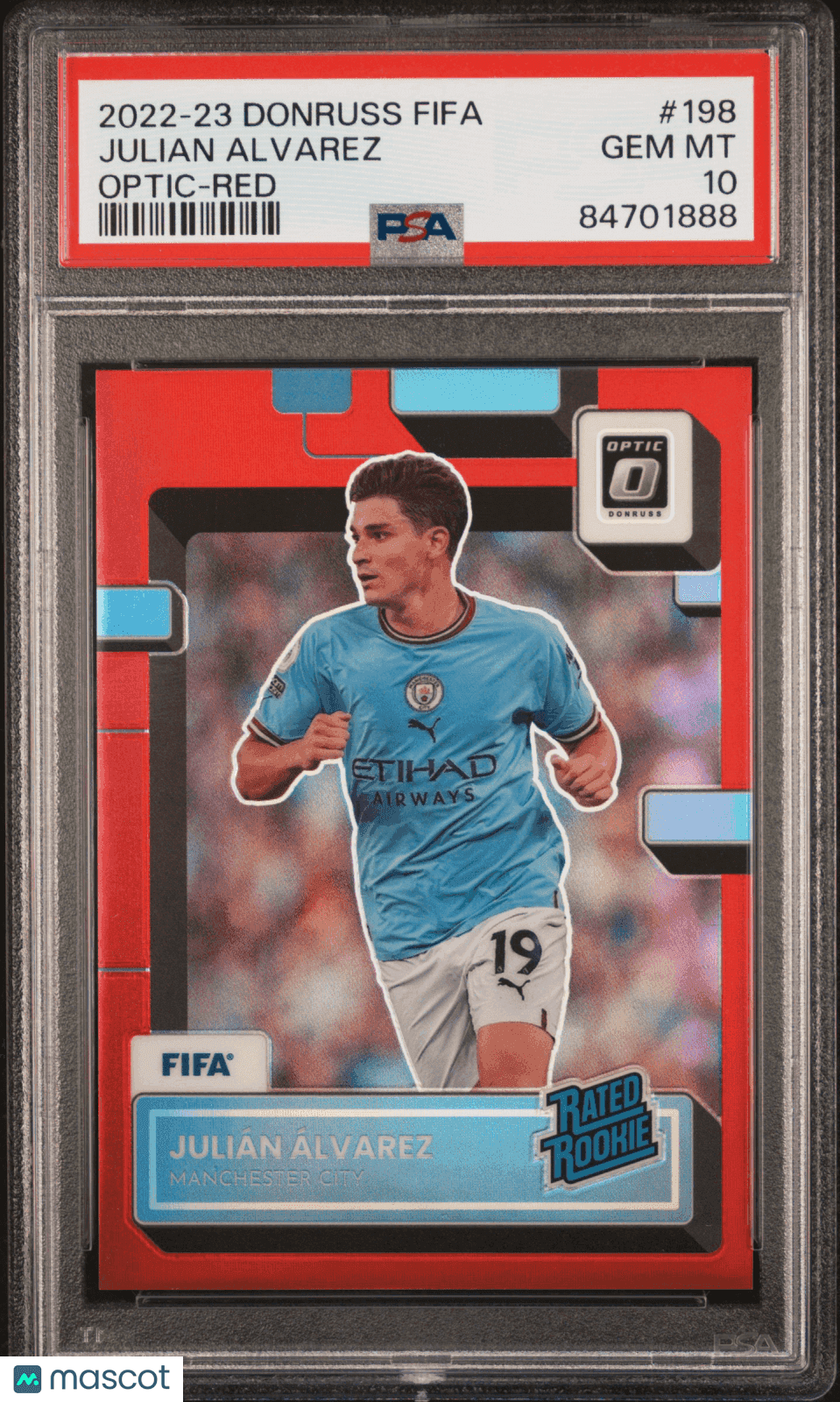 2022 Panini Donruss FIFA Julian Alvarez #198 Optic Red PSA 10