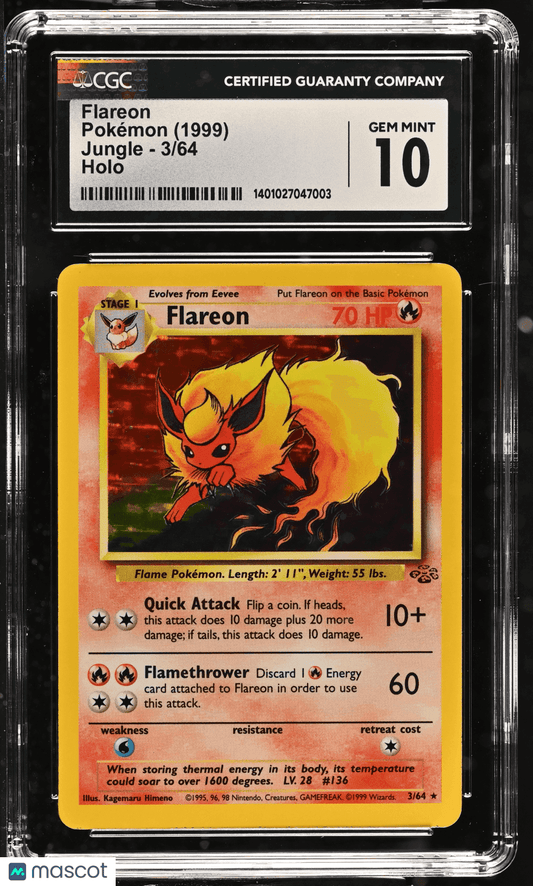 1999 Pokémon TCG Flareon #3/64 English CGC 10