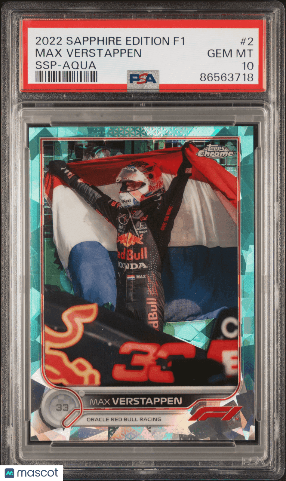 2022 Topps Chrome Formula 1 Sapphire Edition Max Verstappen #2 SSP Aqua PSA 10