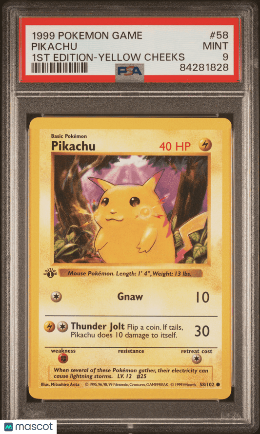 1999 PokéMon TCG Pikachu #58 PSA 9