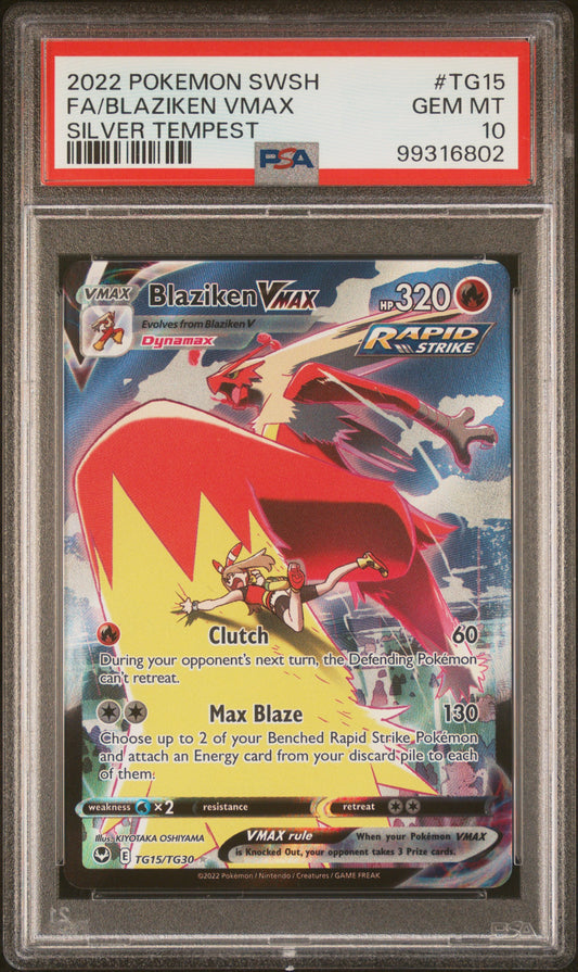 PokéMon TCG Blaziken Vmax Fa #TG15 Silver Tempest PSA 10