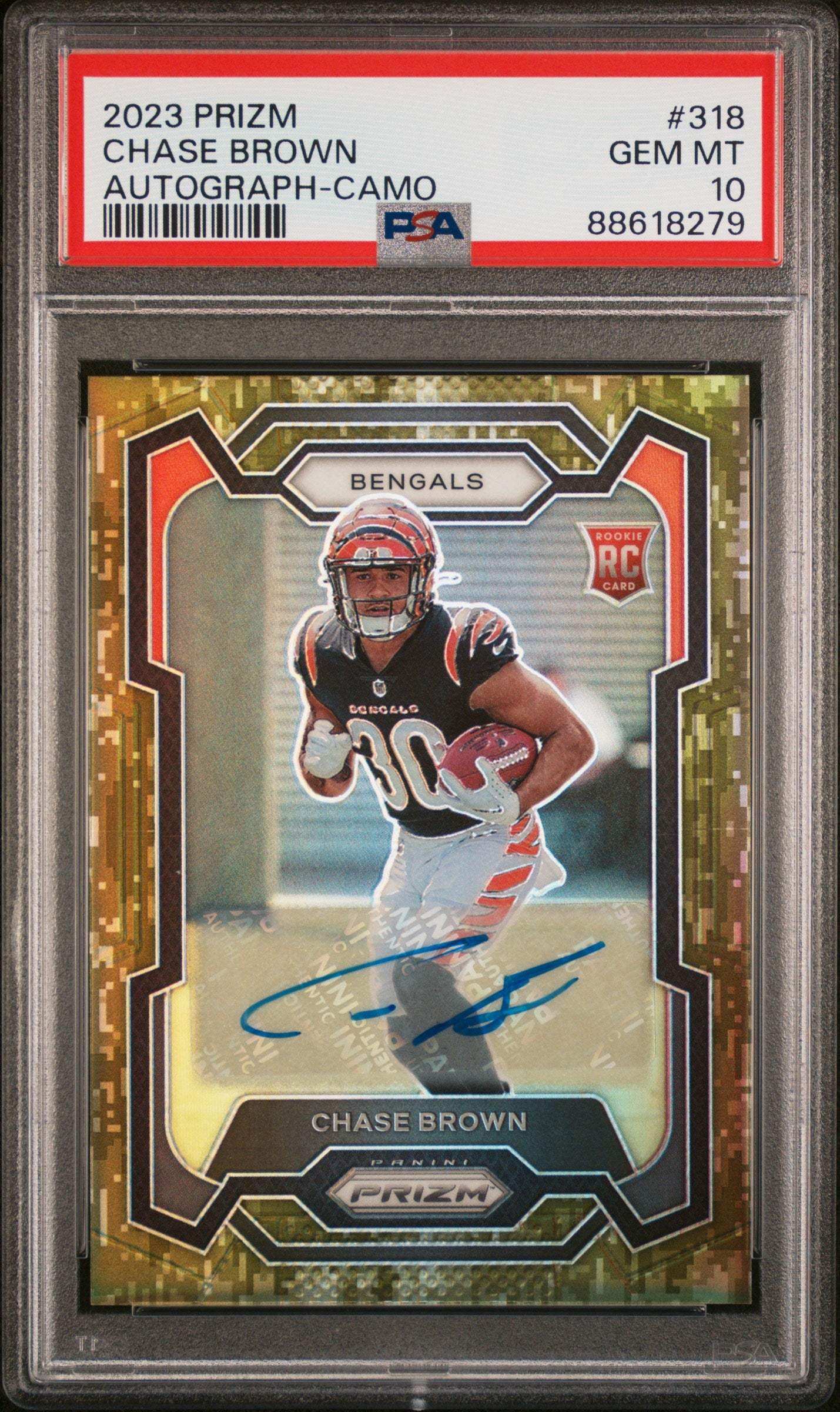 2023 Panini Prizm Chase Brown #318 Autograph Camo PSA 10