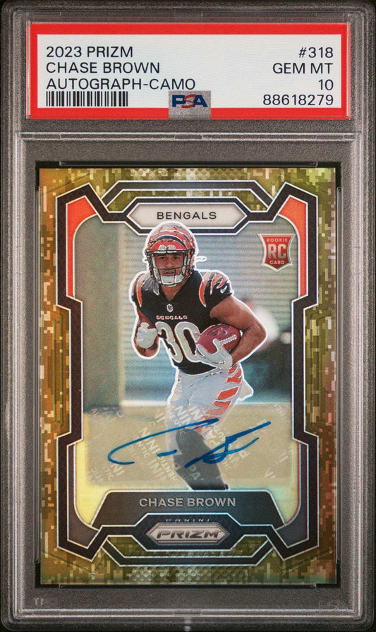 2023 Panini Prizm Chase Brown #318 Autograph Camo PSA 10