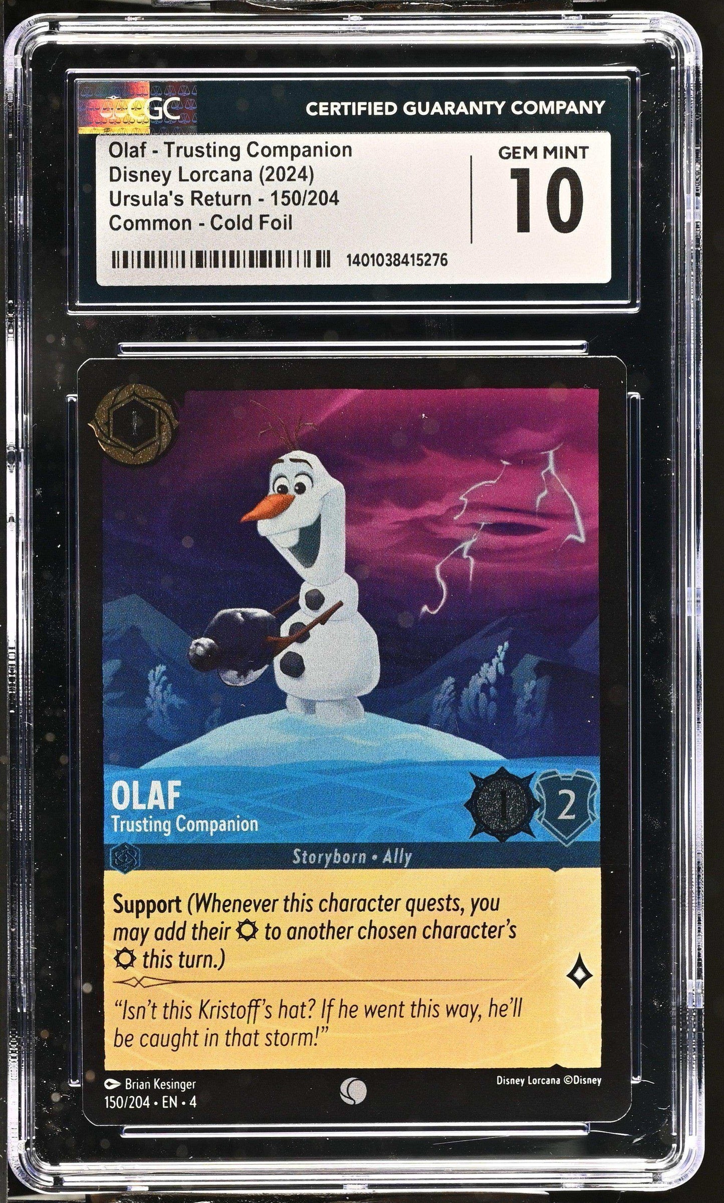 Disney Lorcana TCG Olaf - Trusting Companion #150/204 English CGC 10