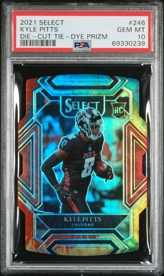 2021 Panini Select Kyle Pitts #246 Die Cut Tie Dye Prizm PSA 10