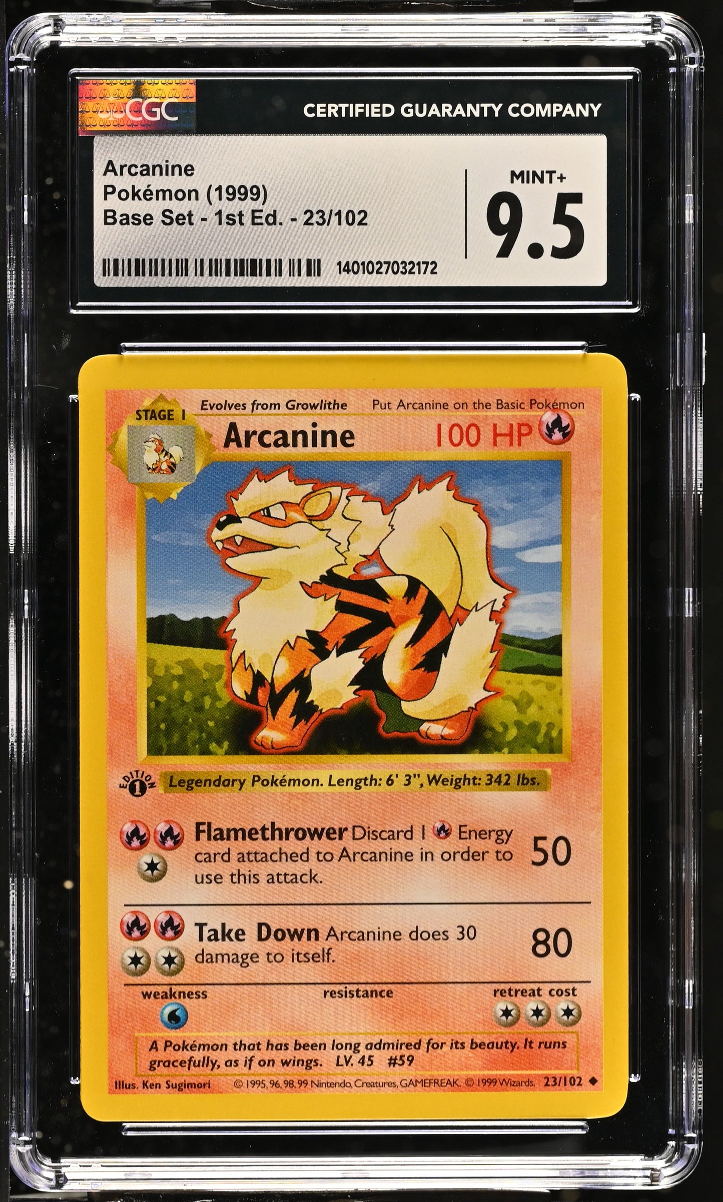 1999 Pokémon Base Set - 1st Edition Arcanine #23/102 CGC 9.5