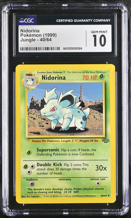 1999 Pokémon Jungle - Unlimited Nidorina #40/64 CGC 10