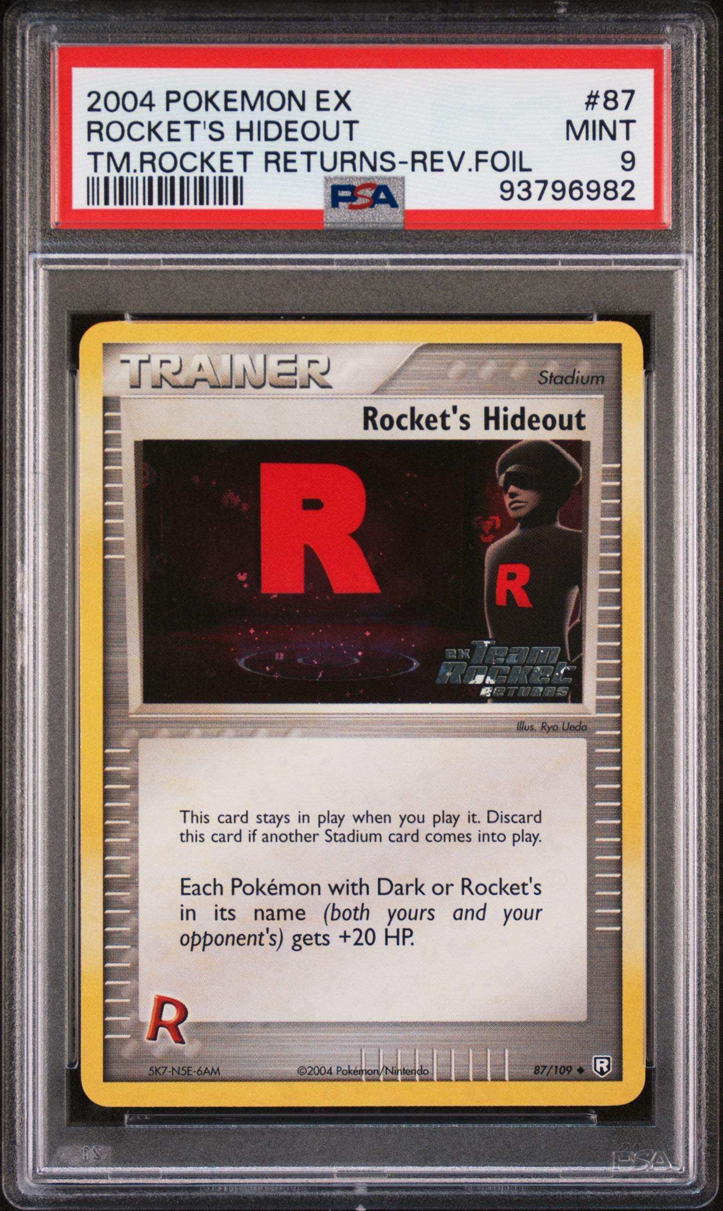 PokéMon TCG Rocket's Hideout #87 TM.Rocket Returns-Rev.Foil PSA 9