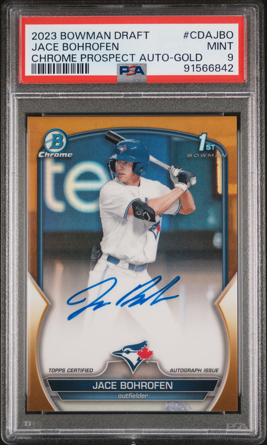 2023 Bowman Draft Chrome Prospect Autograph Jace Bohrofen #CDAJBO Gold Ref PSA 9