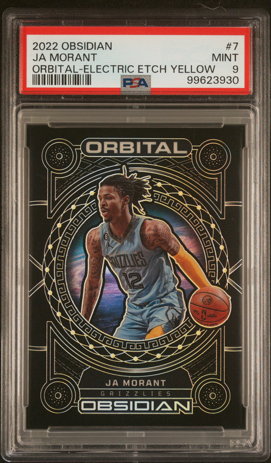 2022 Panini Obsidian Orbital Ja Morant #7 Electric Etch Yellow PSA 9