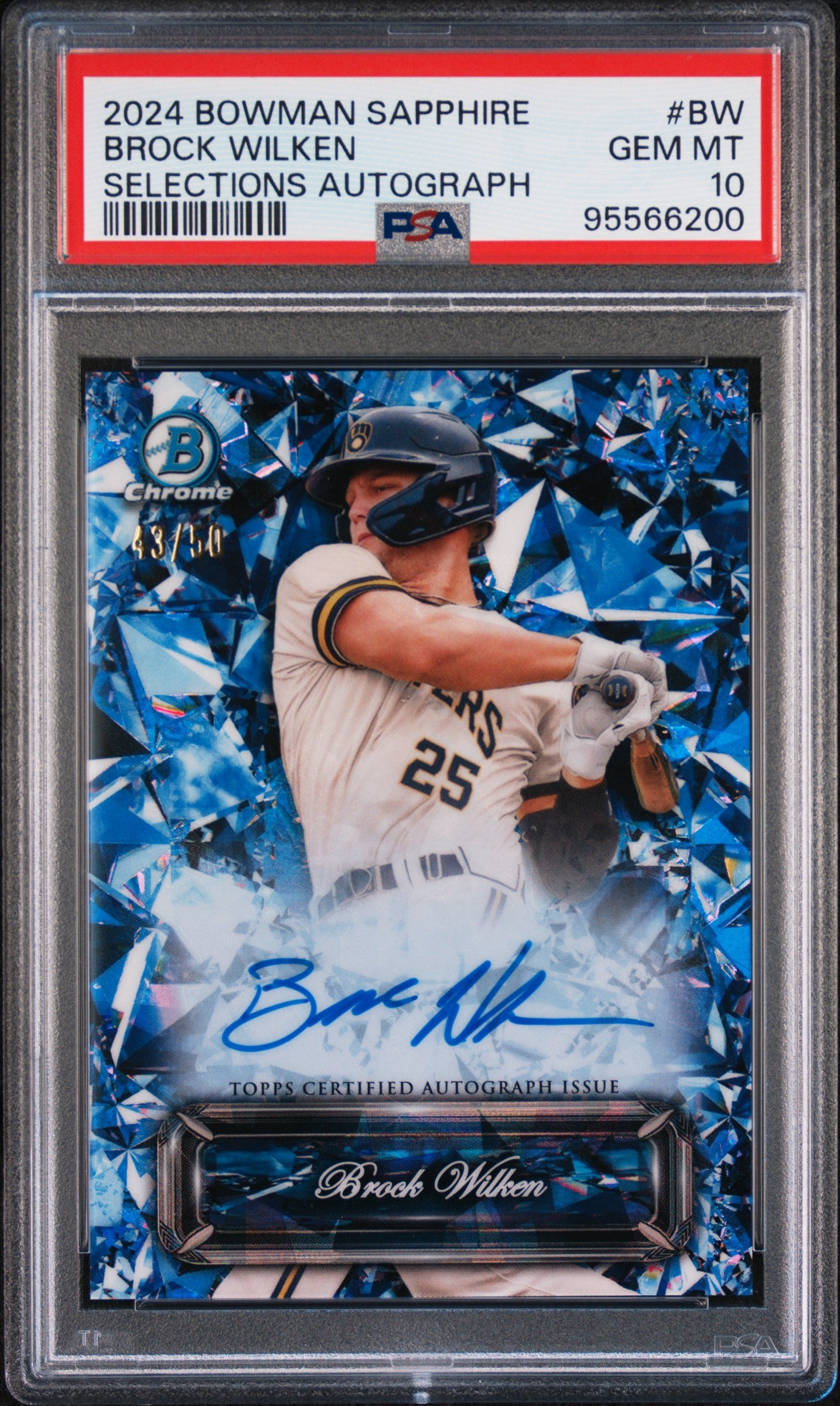 2024 Bowman Sapphire Edition Sapphire Selections Autographs Brock Wilken #BW PSA 10