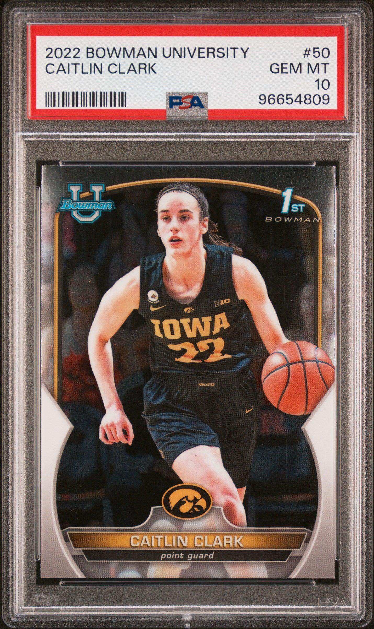 2022 Bowman Chrome University Caitlin Clark #50 PSA 10