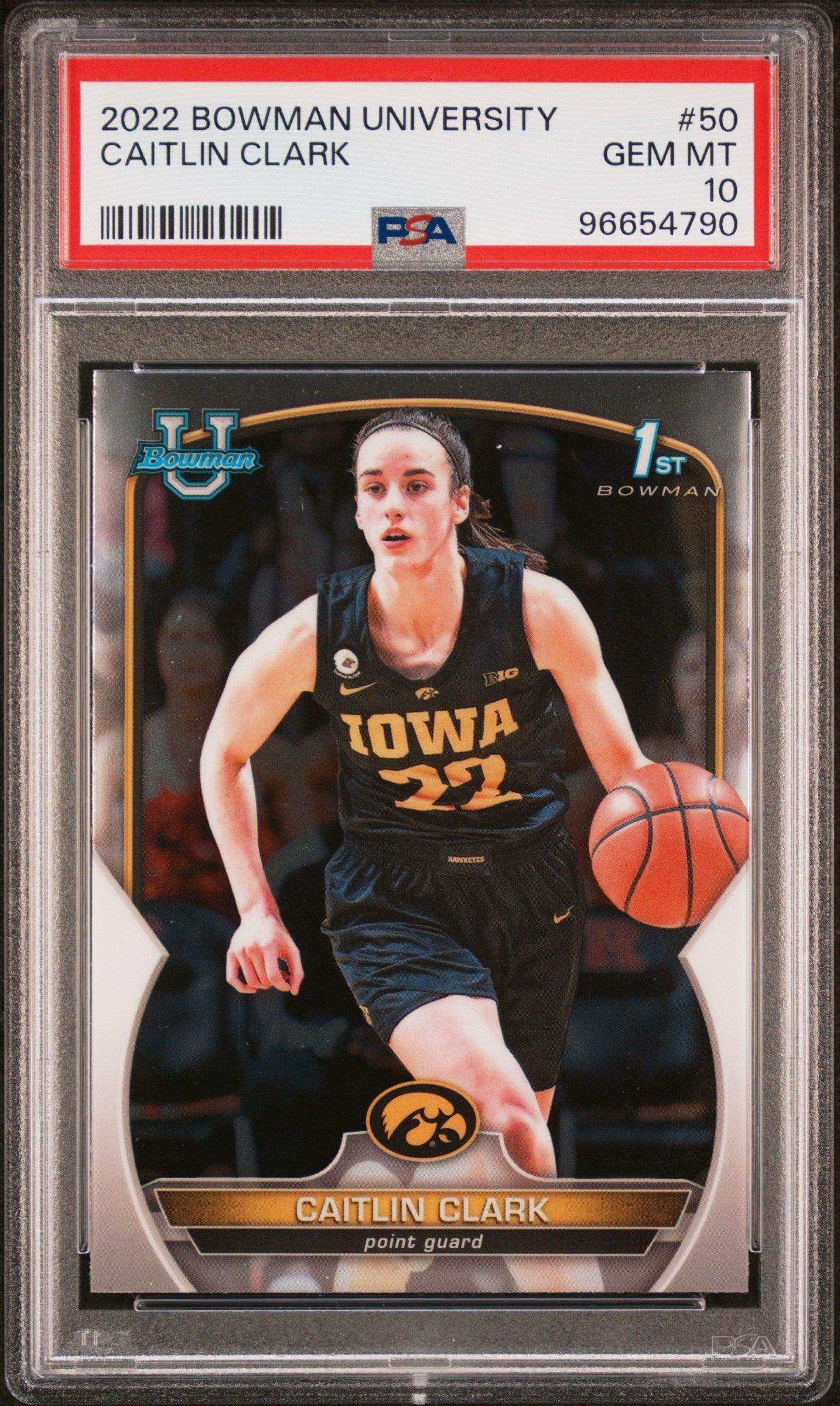 2022 Bowman Chrome University Caitlin Clark #50 PSA 10