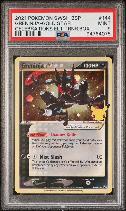 PokéMon TCG Greninja-Gold Star #144 Celebrations Elt.Trnr.Box PSA 9