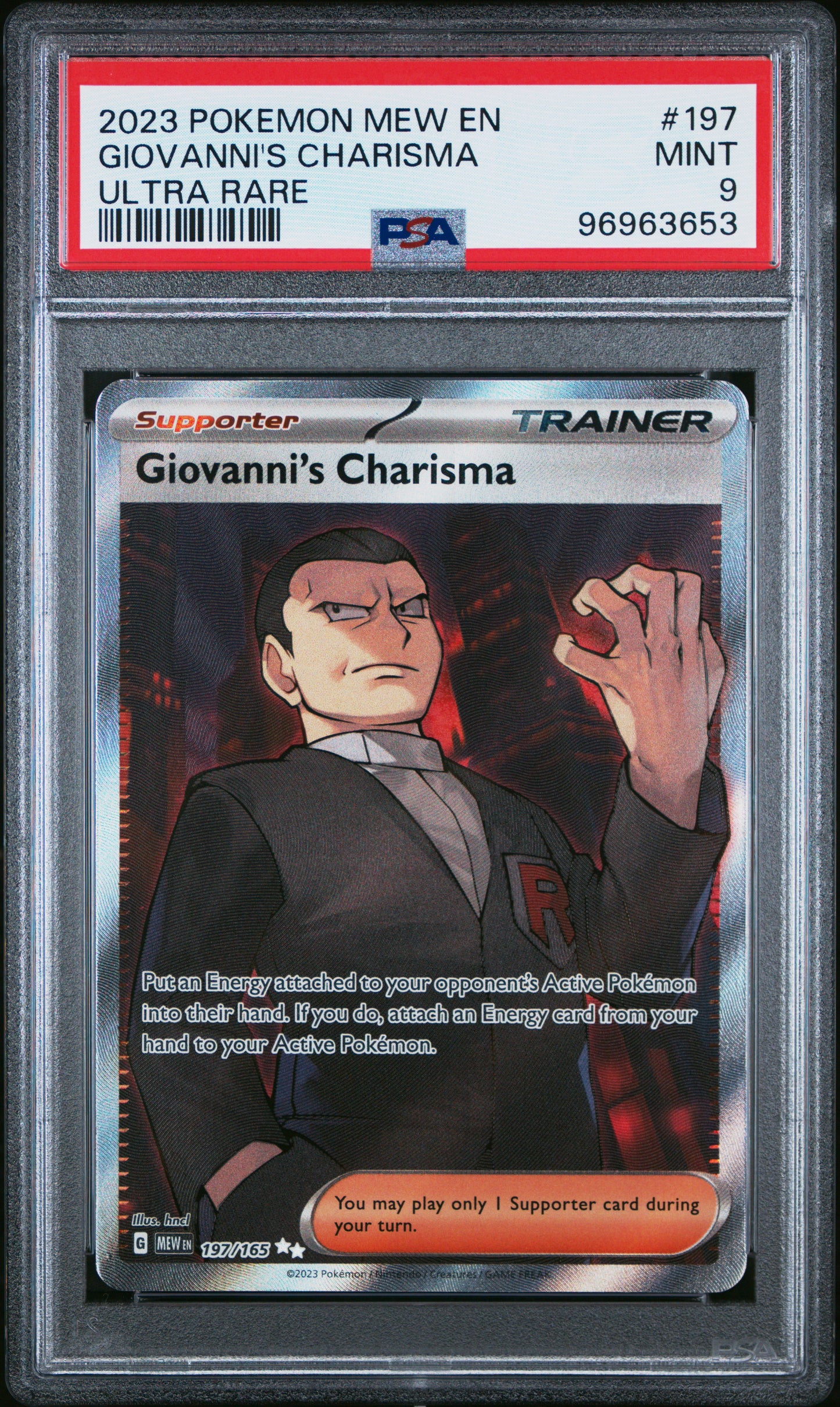 PokéMon TCG Giovanni's Charisma #197 Ultra Rare PSA 9