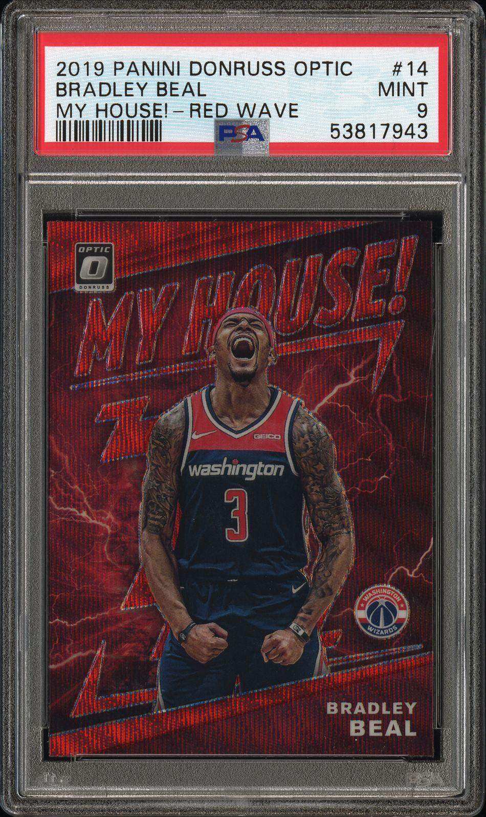 2019 Panini Donruss Optic My House! Bradley Beal #14 My House! Red Wave PSA 9