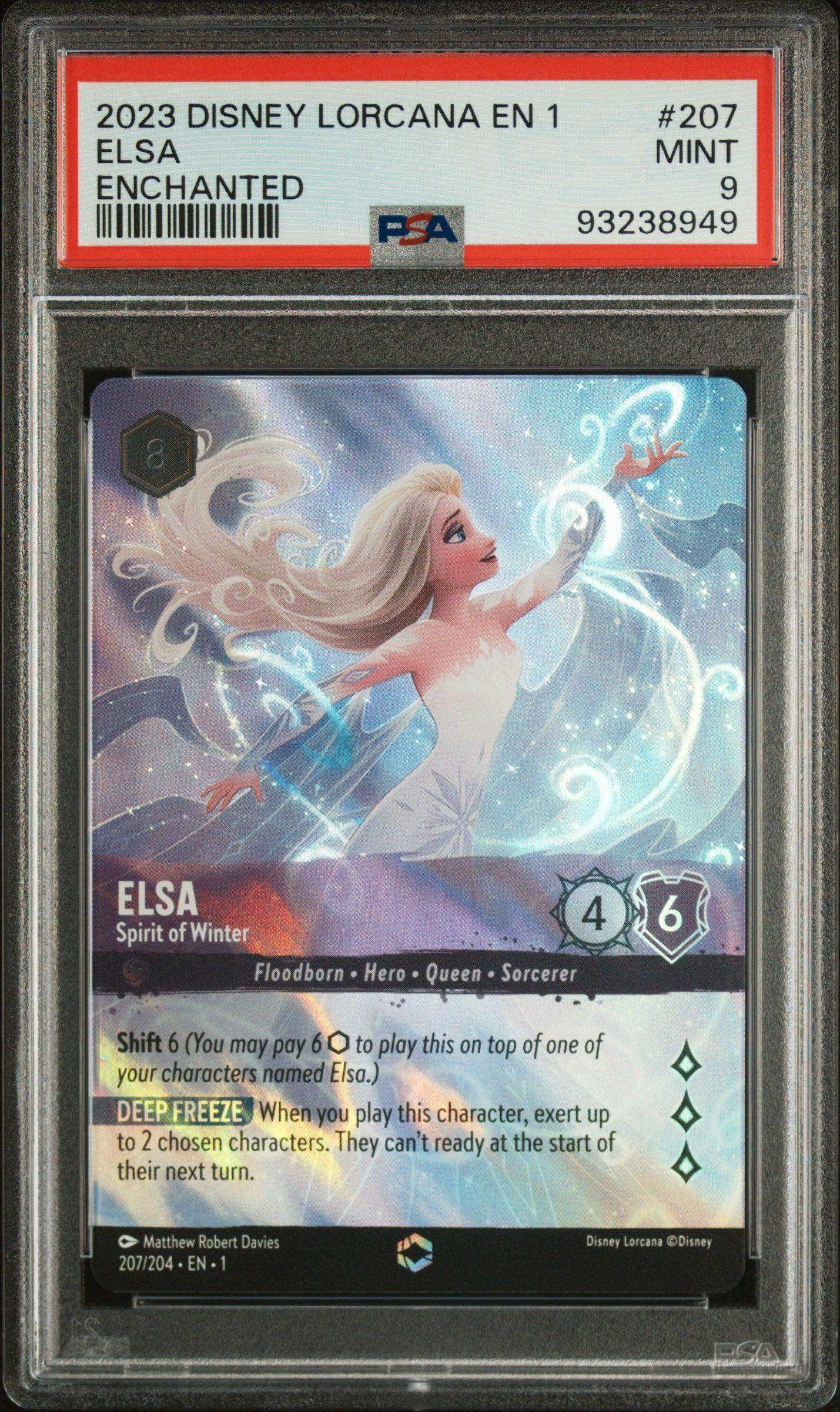 Disney Lorcana TCG Elsa #207 Enchanted PSA 9