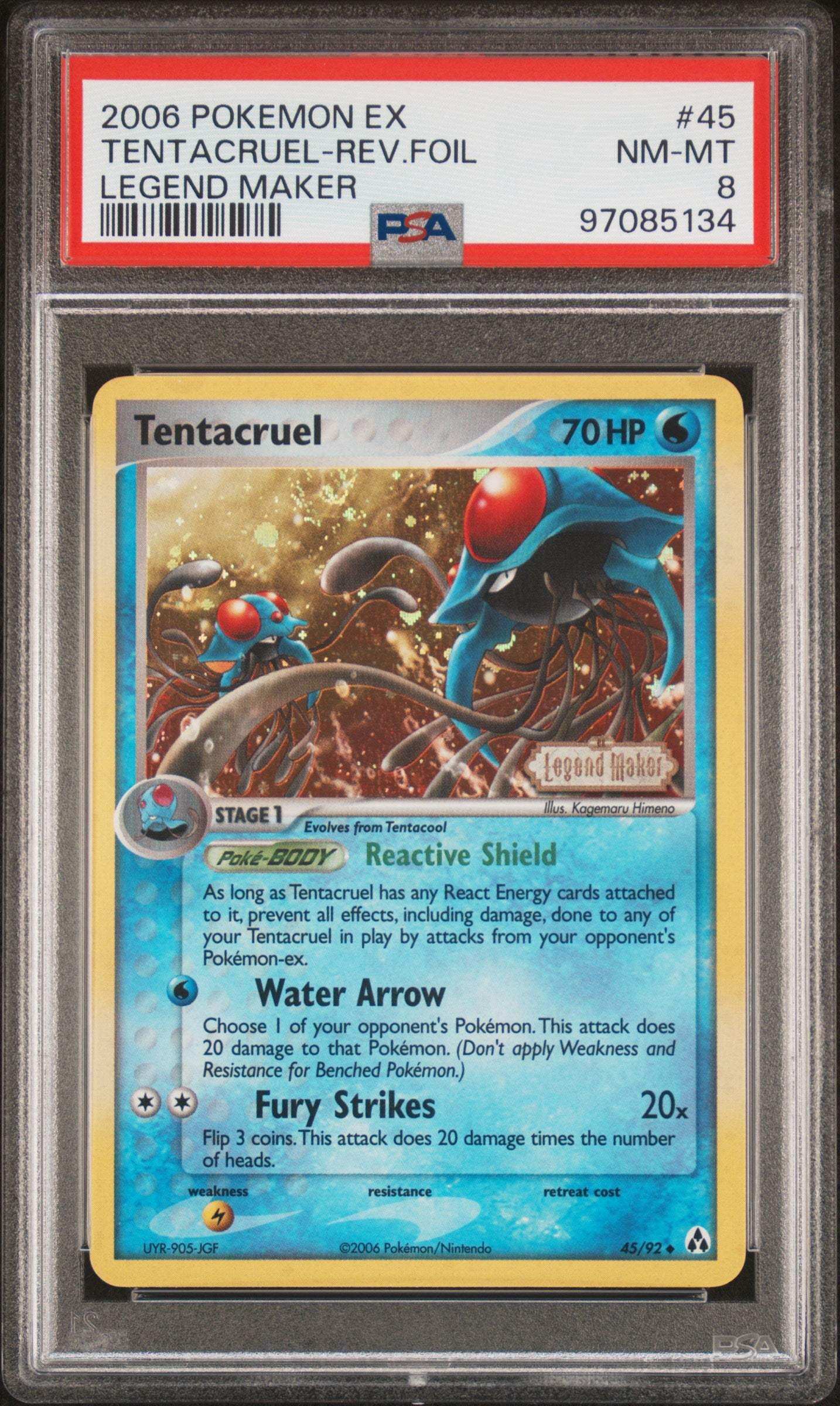 PokéMon TCG Tentacruel-Rev. Foil #45 Legend Maker PSA 8