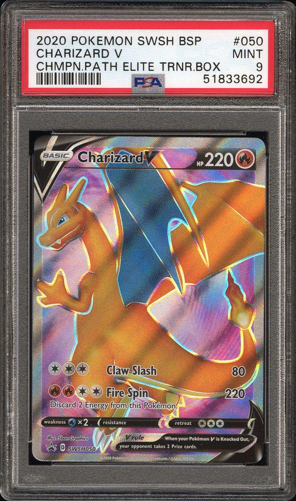 PokéMon TCG Charizard V #050 Chmpn.Path Elite Trnr.Box PSA 9